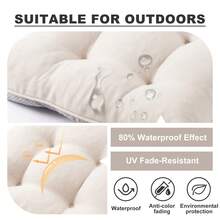 Beige Chair Cushions For Dining Chairs, Thick Seat Cushions For Kitchen Chairs With Non-Slip Backing, Indoor Outdoor Waterproof Chair Seat Pads With Ties, 15.5"X15.5"X4" - 米色 - 查看 5