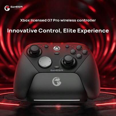 GAMESIR G7 Pro Gaming Controller, Dual Trigger, PC Motion Mapping, 1000Hz Report Rate, Triple Mode Connection, Supports Software Parameter Adjustment, Equipped With Smart Start/Stop Charging Dock, Compatible With Xbox/PC/Steam/Android - Black
