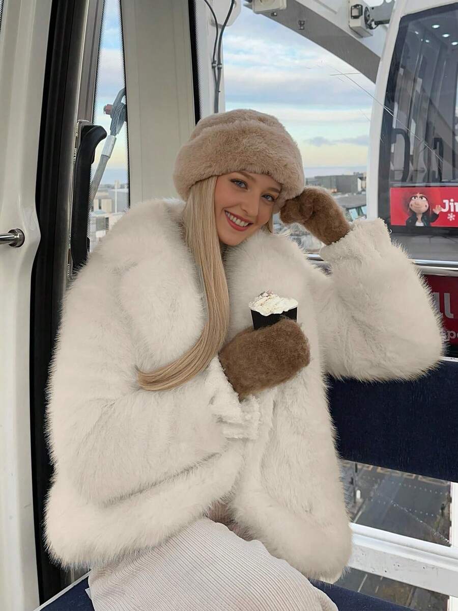 SHIBASHAN Winter Women Fashion Lapel Faux Fur Jackets With Pocketshttps://Img.Ltwebstatic.Com/V4/J/Spmp/2025/10/15/54/1760492123bcbc50faff5c64aaa2f215a6bc546639.Jpg Elegant Long Sleeve Warm Fluffy Coat - Beige - View 1