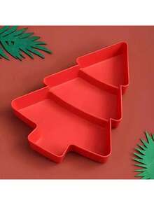 1 pieza Plato para aperitivos navideños, Bandeja de servir con forma de árbol de Navidad, Plato para servir aperitivos | Vajilla festiva para nueces, caramelos, frutas secas y semillas de melón, plástico, diseño de alimentos, perfecto para entretenimiento navideño, vajilla navideña