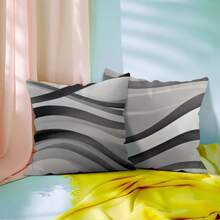 2D, 4Pcs Geometric Stripes Single-Side Print Throw Pillow Covers - 17.7*17.7 Inches, 100% Polyester, Contemporary Style, Zipper Closure & Machine Washable For Sofa Living Room Home Decor (No Pillow) - Multicolor - View 5