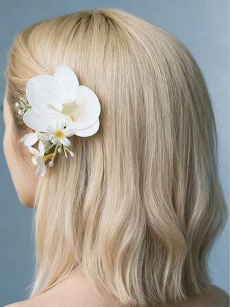1 件简约仿花叶发夹装饰，适合婚礼、度假、拍照
