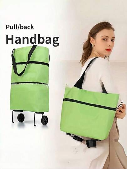 1 Pc Large Capacity Foldable Multifunctional Oxford Cloth Small Trolley Shopping Cart, Multifunctional Laundry Bag And Laundry Basket, Popular Hot Seller, Simple And Stylish Wheeled Luggage Storage Bag, Large Capacity Shopping Bag, Loading 55.12 Lbs, Portable Supermarket Shopping Bag, Ideal For Home, Travel, Outdoor, Shopping, Pickup And Delivery