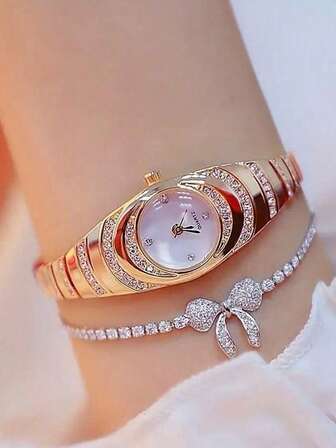 2 件套时尚商务多功能奢华密镶星空优雅石英手表母亲节礼物