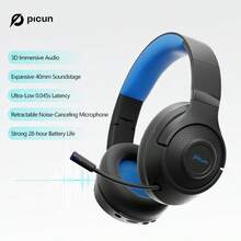 Picun BG-01 Wireless Over-Ear Headphones With Noise Cancelling, HD Stereo Sound, Long Battery Life, Foldable Lightweight Design, Memory Foam Cushions, Built-In Mic For Travel Work Study