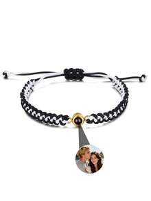 Customizable Stainless Steel Projection Photo Bracelet, Handmade Woven Projection Bracelet, Customized Girlfriend Photo Bracelet, Adjustable Woven Bracelet, Couples Jewelry - Style 4 Bracelet - View 14