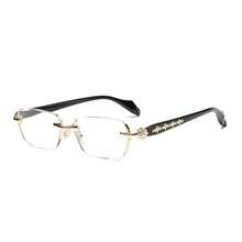 1 Set Of Men's Metal Frameless Trimmed Stylish Flat Glasses Suitable For Daily Use