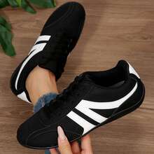 Women Classic Retro Gum Sole Fashion Sneakers Chunky Shoes For Outdoor Office Work Walking Travel Sport Tennis Shoes Four Season - 黑色 - 查看 6