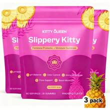 Kitty Queen Slippery Kitty Feminine Probiotic + Moisture Gummies,Supports PH Balance & Digestive Health, Slippery Elm For Women - All In One Solution With Slippery Elm 60 Count Pineapple Flavor - 3PCS - View 7
