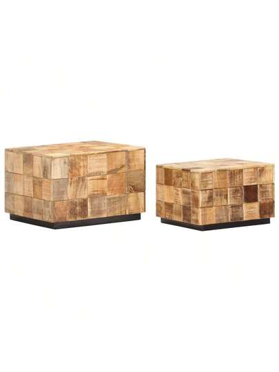 VidaXL Coffee Tables Pcs Block Rough Mango Wood view 10