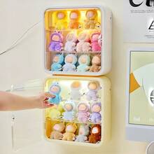 LABUBU4.0收藏展示柜1个，2025新款收纳柜，壁挂式展示柜，防尘展示柜，无孔安装设计，可容纳12个毛绒玩具，适合放在客厅、书房、卧室的收藏展示柜，非常适合LABUBU4.0系列收藏展示，是理想的|万圣节|圣诞节|精美礼物【不含玩偶】 - 彩色 - 查看 8