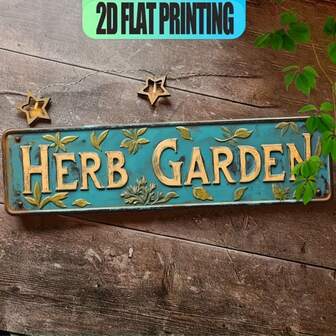 1pc 2D Flat Vintage "Herb Garden" Decorative Sign - Country Style Iron Wall Plaque With Floral Design, Suitable For Indoor And Outdoor Spaces, Bars, Restaurants, Farmhouses And Garages, Garden Decor, Christmas Decor