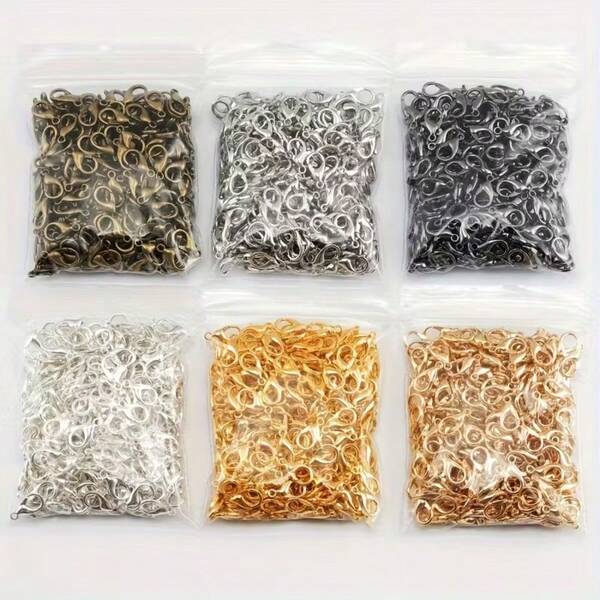 20 Peças Conjunto de Fecho Tipo Lagosta de 12mm e Argola Mista nas Cores Dourado/Prata em Liga Metálica para Fazer Joias DIY, Pulseiras e Colar