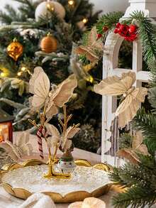 2 piezas Adornos de mariposa con purpurina en forma de árbol de Navidad, decoraciones navideñas de mariposa de tela dorada, mariposa 3D hueca simulada con clips, decoración colgante de pared de mariposa pastel de Navidad para árbol de Navidad, corona, accesorios para el cabello, decoraciones colgantes del árbol de Navidad, decoración de guirnalda, adecuado para fiesta de boda, manualidades navideñas, decoración del hogar, tocados, accesorios de fotografía y decoración del hogar