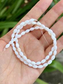 4x8mm Natural Oval Seashell Beads, Pink & White Color, Glossy Finish - Great For DIY Bracelets, Earrings And Jewelry Making Supplies