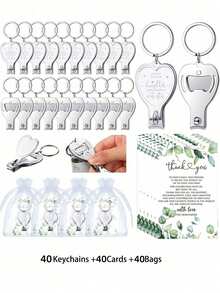 60Pcs/20sets Nail Clipper Keychain  With Tag Cards White Drawstring  Organza Bags Nail Bottle  Opener Keychain For Party Wedding  Favor Gift Decorations Souvenirs Guest - Nhiều màu - Xem 13