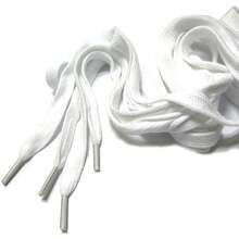 Cotton Shoelaces 39'' 43'' 47 51'' 55'' 86'' Inch Length 8mm Width Sport Canvas Shoes - 31inch/80cm + White - View 2