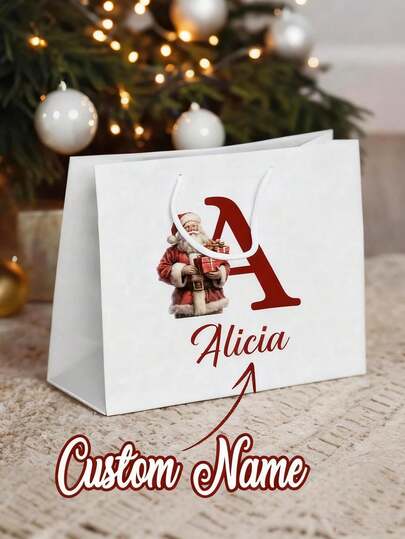 1pc- Customized Santa Claus Gift Bags, Personalized First-Letter Customized Name Gift Bags, The First Christmas Gift, Christmas Toy Bags, Special Delivery Christmas Eve Boxes, Purchase Products Personalized Santa Claus Gift Bags, Personalized Christmas Bag Names And Beginnings, The First Christmas Gift Bag, Customized Christmas Gift Bags