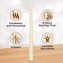 KORCCI Ivory Taper Candles 10 Inch - Set Of 6 Long Candles, 8 Hours Long Burning, Smokeless & Unscented & Dripless, Weddings, Birthdays, Dinner, Parties,, Prayer, Meditation - Đỏ - Xem 10