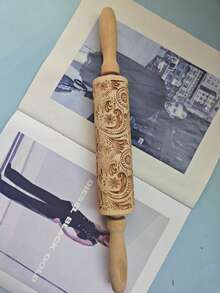 2025 Holz Weihnachts-bedruckter Nudelholz, geschnitzter geprägter Kuchenteigroller, Handwerk