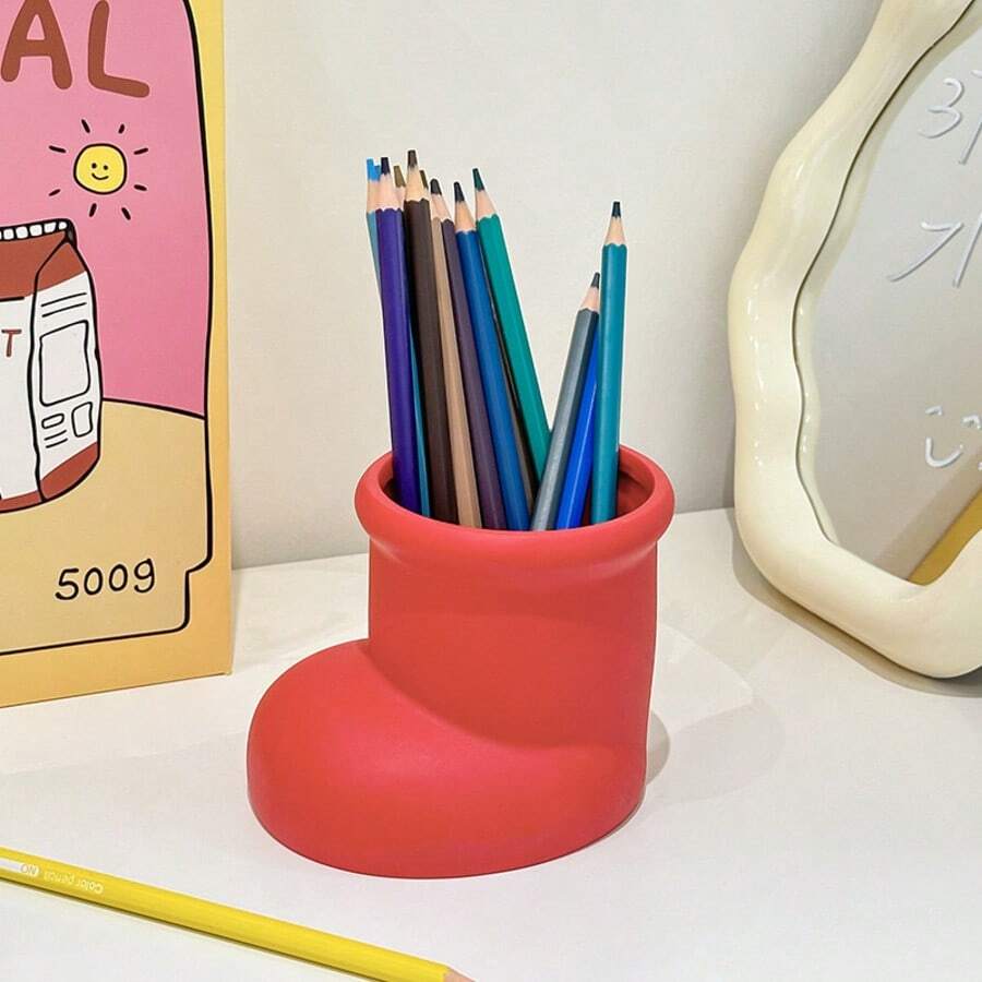 1 Stück süßer Weihnachtsstiefel Stifthalter & Aufbewahrungsbox - ästhetischer multifunktionaler Schreibtischorganizer für Studenten/Büro, kreative Stationery & Make-up Aufbewahrung mit stimmungsaufhellender Gestaltung