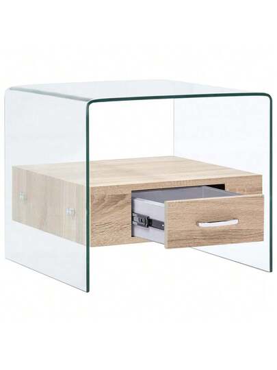 VidaXL Coffee Tafel Drawer 50x50x45 Cm Tempered Glass view 5