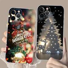 Custodia trasparente in TPU per telefono con albero di Natale, compatibile con 17, 11, 12, 13, 14, 15, 16 Pro Max, 16 Plus