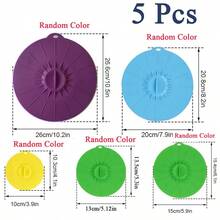5 Coperchi in silicone riutilizzabili per ciotole + 1 molletta, coperchi in silicone rotondi e allungabili, coperchi per alimenti in silicone, resistenti alla temperatura, per ciotole, padelle, piatti, tazze, lattine, forni, frigoriferi
