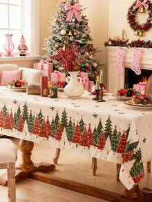 MineLain 1 buah Taplak Meja Natal, Motif Pohon Natal Putih, Dapat Dicuci dengan Mesin, Taplak Meja Persegi Panjang untuk Meja Kopi, Penutup Lemari, Dekorasi Rumah, Taplak Meja Pesta, Cocok untuk Dapur, Ruang Makan, Acara Kumpul-kumpul, Makan Malam, Pesta Liburan, Dekorasi Tahun Baru, Dekorasi Natal, Hadiah, Dekorasi Musim Gugur, Selamat Natal - Pohon Natal merah dan hijau - View 10