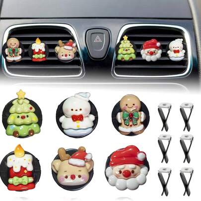 Decoração de saída de ar de carro com Papai Noel de Natal, acessórios automotivos, decoração fofa de carro personalizada de Natal