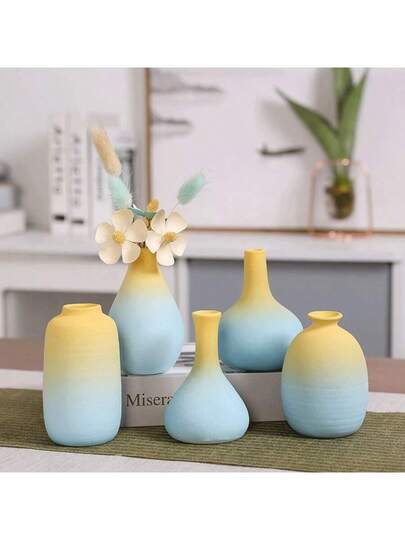 1pc Mini,Wide Mouth Vase, Ceramic Flower Vase ful Desktop Ornaments Creative Plant Pots, Fake Flowers Room, Dopamine ations,Home ations, Photo Props, Bedroom, Entrance, Holiday ation, Mother's Day s, Ho warming Back To School Graduation Room Glass view 3