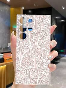 1 st. trendigt vitt spetsblomma-skal med genomskinligt mjukt telefonskal kompatibelt med Samsung Galaxy A04e/12/A13/A14/A34/A50/A52/A53/A54/S21/S22/S23/S24/S25/S25Ultra - Genomskinlig - Visa 5