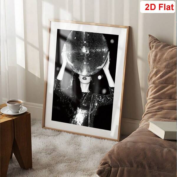1pc, Party Canvas Decoration, Fun Disco Wall Art, Creative Gifts, Disco Ball Light Picture Poster Printing, Disco Ball Wall Painting, Living Room, Bedroom, Bar, Party Home Decoration Painting,No Frame