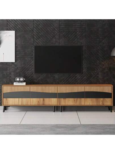 180*40*50cm TV Cabinet, Wood Zwart Splicing St Cabinet Cabinets, Living Room Support Legs, Recommended Load Capacity 30kg, Symmetrical Lowboard