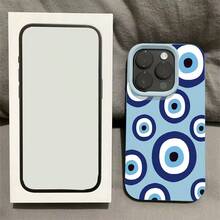 Slim Protective Case For  17 Pro Max  16 15 14 13 12 11 - Soft TPU Cover With Evil Eye Circles In Blue Pattern Design |Anti-Scratch, Shockproof, Non-Slip|Thin Lightweight Fit|Gift For Men Women - Blue - View 2