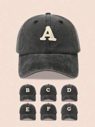 1pc Women/Men 26 Letter Washed Baseball Cap, Sun Hat Suitable For Outdoor Activities And Daily Wear, UV Protection