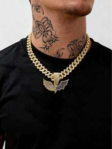 Mặt dây chuyền hình cánh dơi đính đá toàn bộ theo phong cách Hip-Hop Châu Âu và Mỹ, dây chuyền kiểu , phụ kiện vòng cổ đính đá cá nhân hóa dành cho nam giới theo phong cách rap đường phố. - Vòng cổ mặt dây chuyền đại bàng - Xem 3