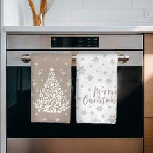 MEMNUN 2 pezzi Asciugamani da cucina natalizi minimalisti con stampa di albero di Natale e fiocco di neve, 40*60cm, super morbidi e assorbenti in microfibra, adatti per ristoranti, cucine, decorazioni natalizie e regali, per tutte le stagioni