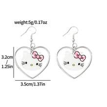 Sanrio 1 Pair Sanrio Cartoon Cute & Fashionable Creative Kitty Cat Heart Hello Kitty Earrings, Accessories For Women