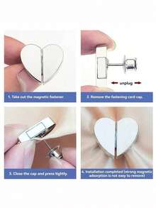 Conjunto de 1/3 pares de fechos magnéticos para cortinas, em formato de coração, removíveis e sem necessidade de pregos. Botões metálicos para bloquear a luz em cortinas de banheiro e janelas, protegendo a privacidade em hotéis. Acabamento metálico premium.