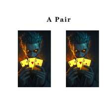 2 pièces Autocollant de porte de voiture en vinyle sur le thème des cartes de poker - Imperméable et résistant aux rayures, avec un design unique de clown et de personnage d'anime, parfait pour l'extérieur du véhicule, autocollant de voiture