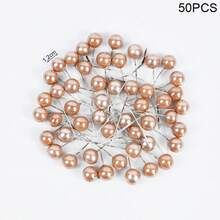 50 piezas de bayas miniatura con brillo, frutas falsas de plástico con perlas pequeñas, estambres de flores para decorar cajas de regalo, coronas navideñas y talla grande