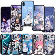 Re Zero Rem Emilia Anime Phone Cover Case for  14 13 12 Mini 11 Pro XS Max X XR 6 7 8 6S Plus + SE Soft Casing,Covercompatible with  17 Hülle, 17 pro Hülle, 17 promax Hülle