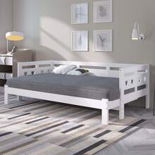 Daybed, Trundle Bed, 90*190cm, Solid Pine, With 2nd Sleeping Area And Fold-Out Slatted Base, Heart-Shaped Bed, White - trắng - Xem 8