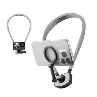 Adjustable Magnetic Neck Phone Holder,POv/Vlog MountHand Free,Video Recording Suitable For IPhone 12-15Series And All Android Phones, DJl Osmo Action, Insta360and Most Action Cameras