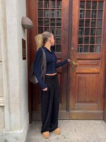 FOR BEAUTY Autumn And Winter Simple Solid Color Long-Sleeve Knit Sweater Women's New Casual Versatile Slim Fit Commuter Pullover Fashionable Elegant Solid Color Street Casual Top Christmas Sweater New Year