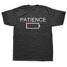 Camisetas divertidas de baja batería y paciencia, estilo veraniego, gráfico de algodón, ropa de calle, camisetas de manga corta, regalos de cumpleaños, ropa para hombres - Negro - Ver 10