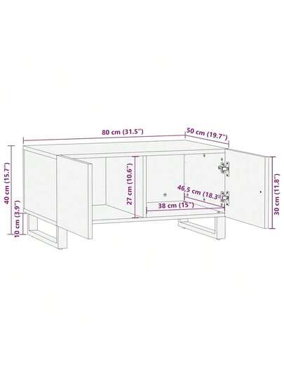 VidaXL Coffee Tafel 80x50x40 Cm Solid Mango Wood Zwart view 2