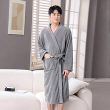 1pc European & American Style Men's Bathrobes, Unisex Absorbent Quick-Dry Bathrobe, Suitable For All Seasons - Multicolor - View 1