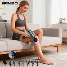 Benbo BENBO Massage Gun, Body Massage To Relieve Pain, LCD Display Comes With Multiple Massage Heads, Gray And Green. It's A Great Choice For Home, Office, Gym, Party, Christmas, New Year, Thanksgiving, As A Gift For Friends Or For Personal Use